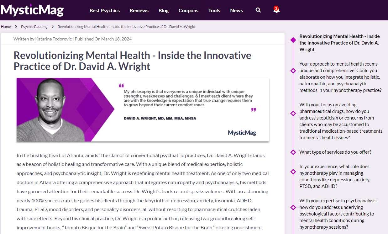 revolutionizing mental health inside the innovative practice of dr. david a. wright