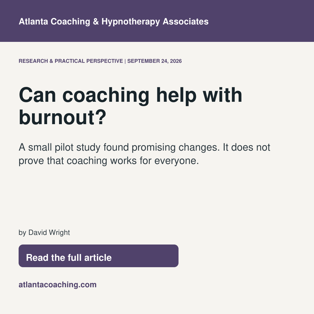 Can coaching help with burnout? A small pilot study found promising changes, but it does not prove coaching works for everyone.